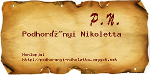 Podhorányi Nikoletta névjegykártya